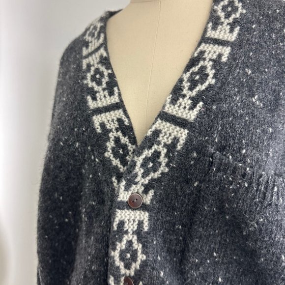 Vintage SISLEY Italy Gray Wool Grunge Boyfriend Cardigan Sweater - Picture 7 of 10